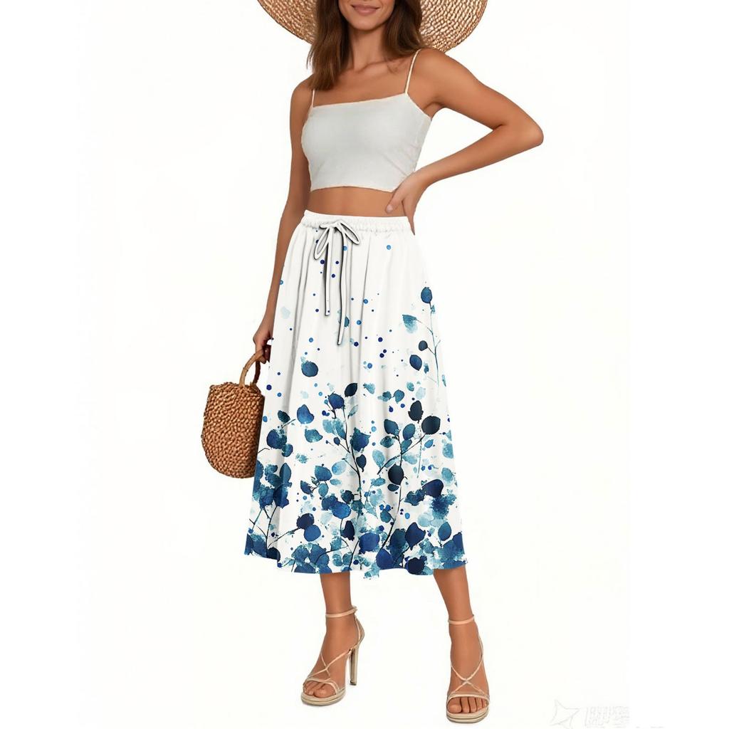 Women's Skirt Bohemian Skirt Floral Print Casual Temperament Pocket Skirt