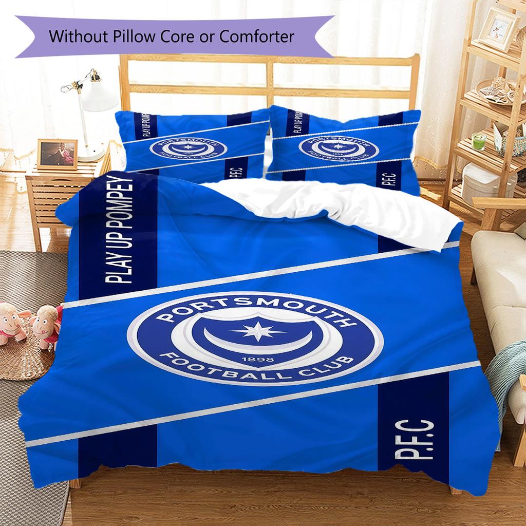 Pompey logo Bedding Quilt Set Quilt Cover Pillowcase Home Decoration Birthday Gift (1 * duvet cover + 2 * pillowcase, without core)