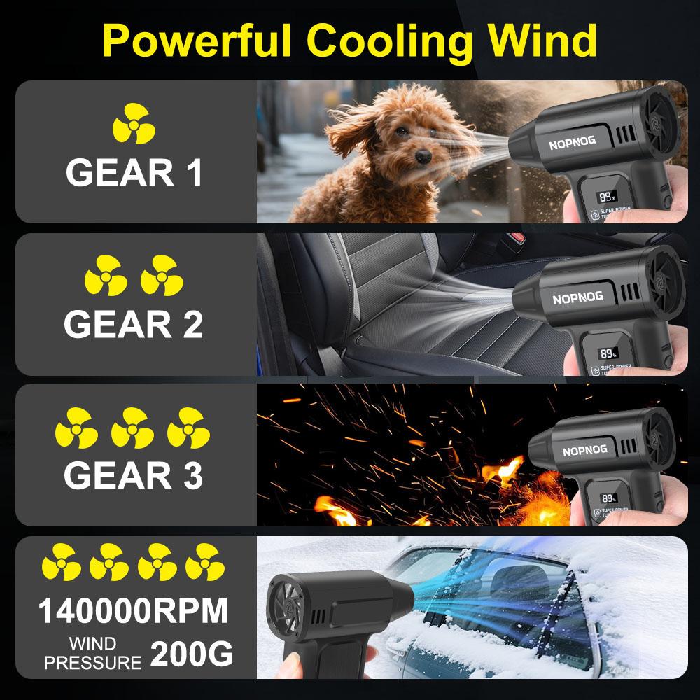 3 Outlet Nozzles Portable Car Accessories 2025 New Turbo Jet Fan Blowing Snow Car Fan Violent Hair Dryer Electric Air Duster Cleaning Blower Tool