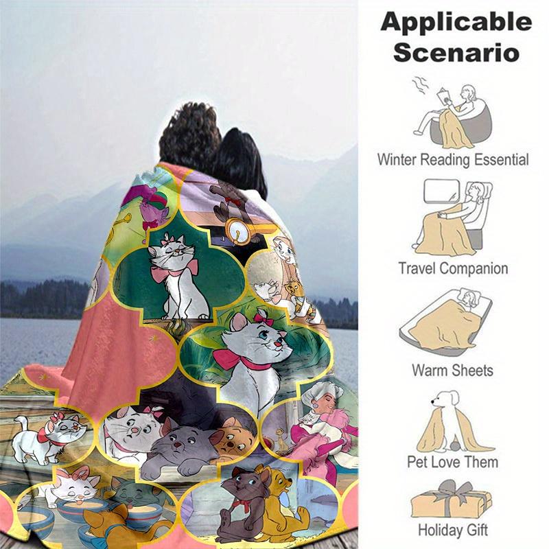 1pc. Cartoon Marie Cat Blanket, Seasonal Universal, Home Decorative Throw, Cute Marie Cat Blankets for Friends, Soft Flannel Throw Blanket,
