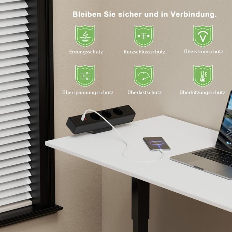 Стяжной кронштейн для удлинителей 3 розетки AC 3 порта USB PD18W/65W Хабы быстрой зарядки Кабель 1.8 метра для домашнего офисного стола