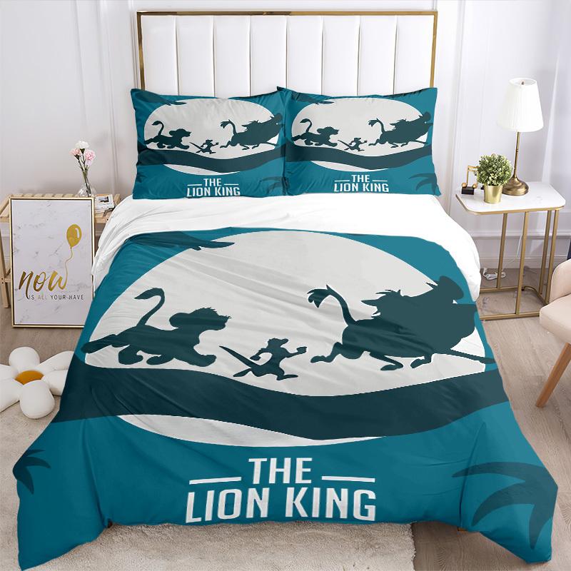 3pcs set Lion King1pc of quilt cover+2pcs of pillowcase, no core, print bedding, All Seasons Bedroom Setting023