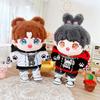 Niannyyhouse Loose Plush Toy Clothes, 20cm Bulldog, Hoodie, Jeans, Accessories, Interchangeable Cotton Doll Clothes (Red + Black)