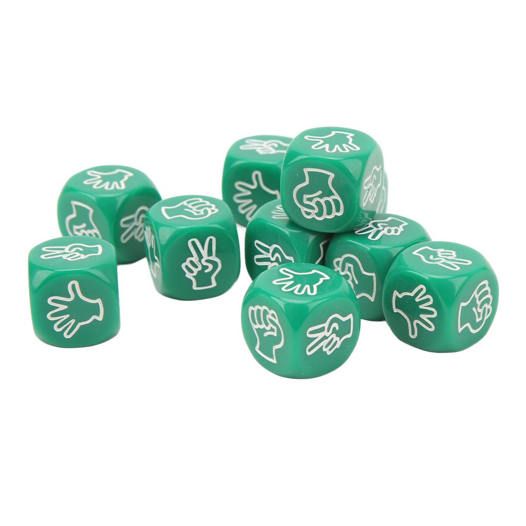 10Pcs Dice Set 6 Sided Waterproof Antioxidant Finger Guessing Game Dice for Board Game Education Green
