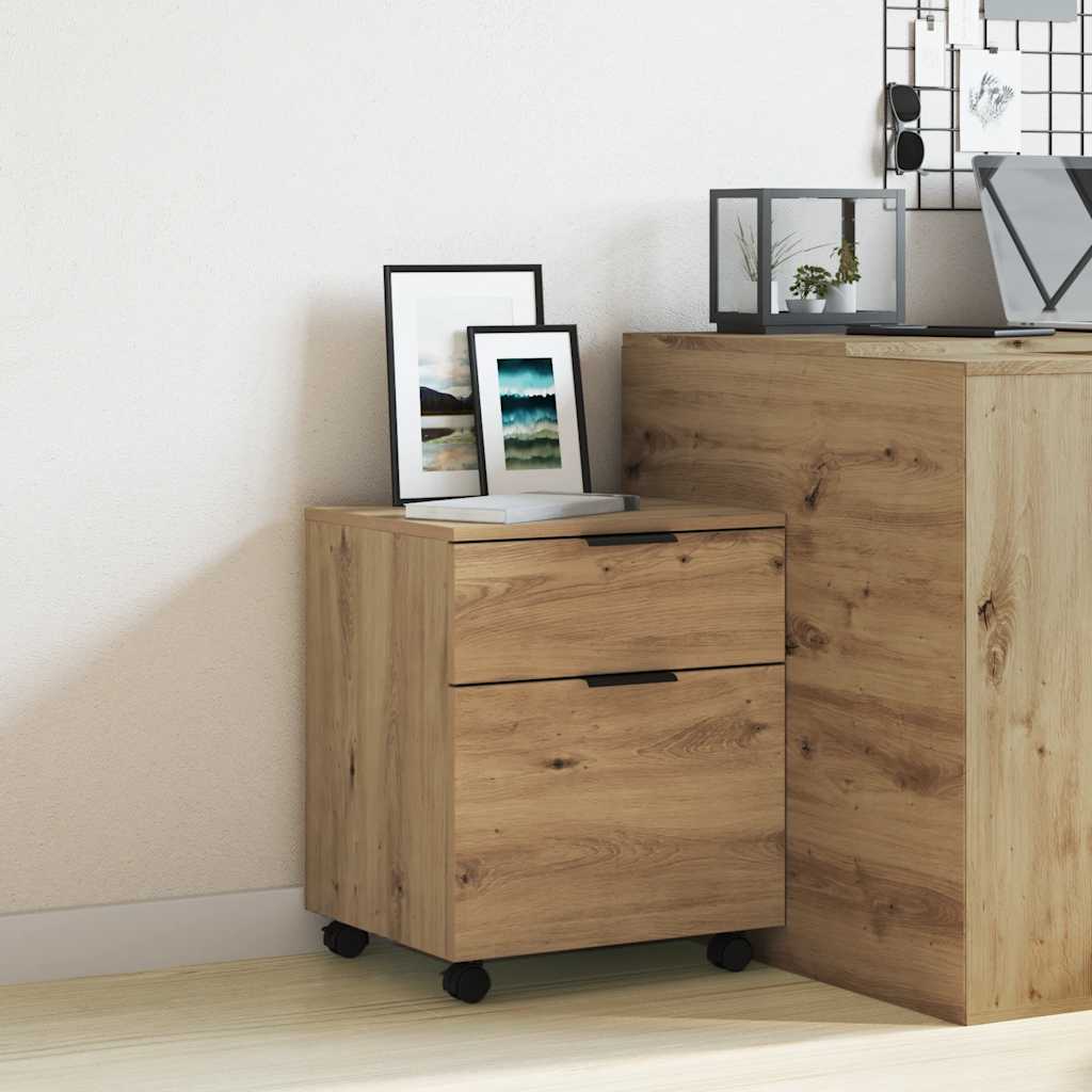 vidaXL Mobiler Aktenschrank mit Rollen Artisan Eichen-Optik 45x38x54cm