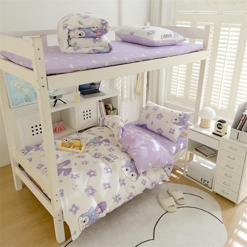 Высококачественная хлопковая простыня с принтом, мягкая и дышащая, для студенческого общежития, комплект из 3 предметов, универсальная для односпальной кровати в общежитии