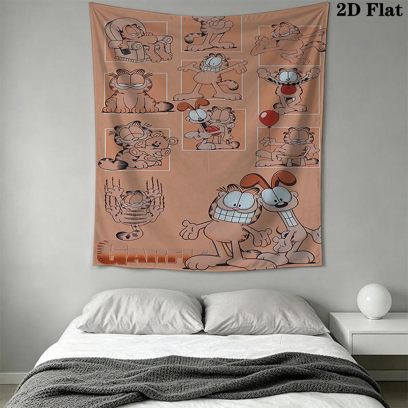 Garfield'S Quirky Adventure 2D Flat Tale Tapestry Fashion Print Background Cloth Christmas Gift Background Cloth Wall Covering Decoration