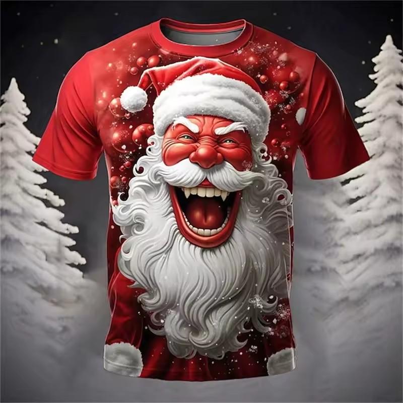 Christmas T Shirts Men 3D Santa Printed T-shirt Xmas Part Holiday Short Sleeve Men's Tops Fashion Oversize Clothes