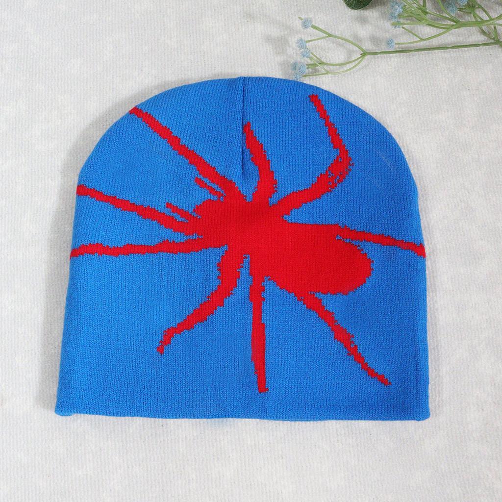 Knitted Fashion Hat With Spider Embroidery Design For Keeping Outdoors Warm