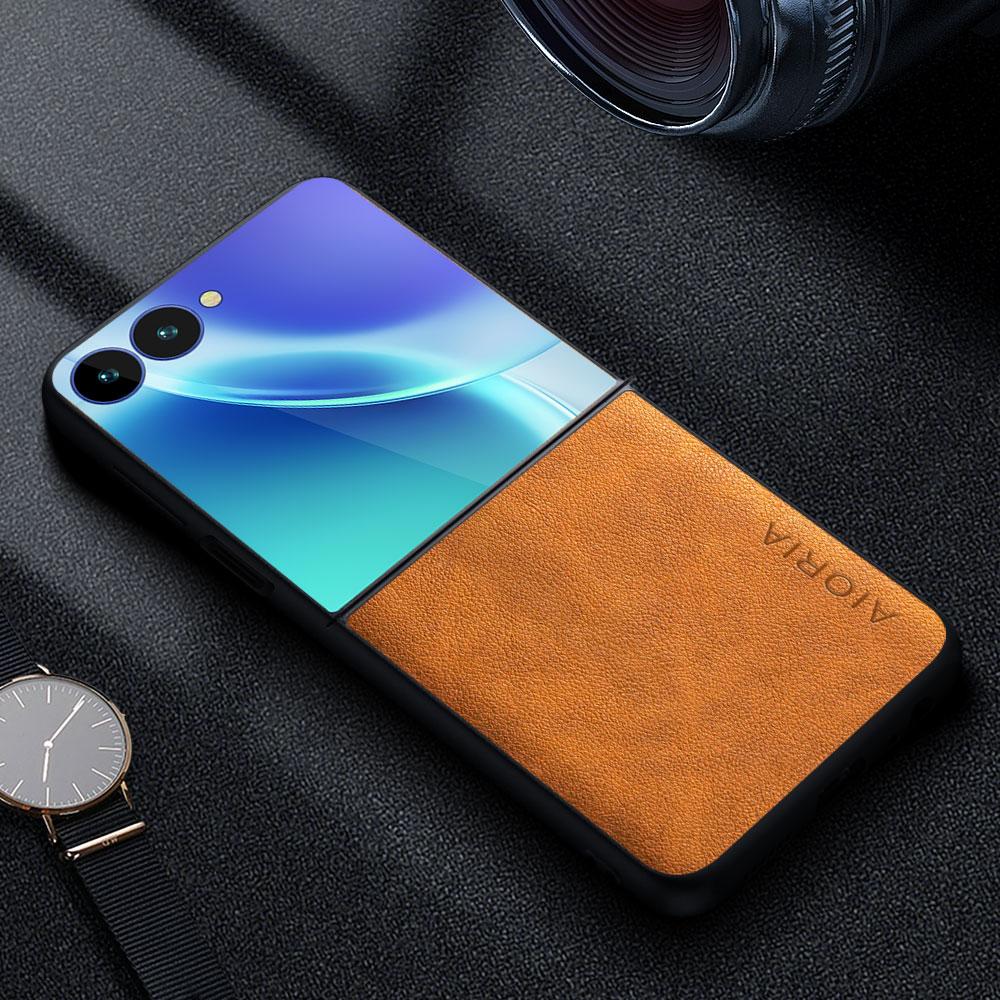 Премиальный роскошный кожаный чехол для телефона Samsung Galaxy Z Flip 8 Funda Ретро Бизнес-стиль Однотонная крышка