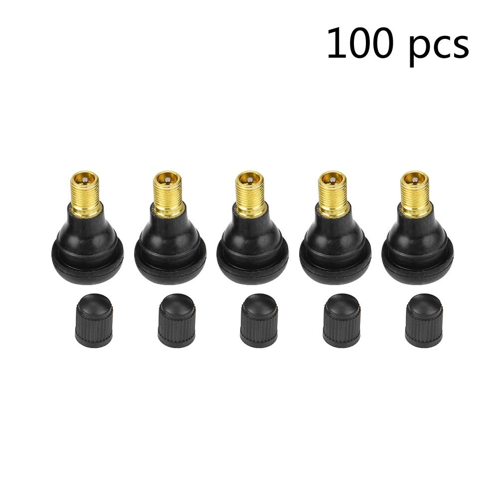 100Pcs Universal TR412 TR413 TR414 Snap-in Car Tubeless Tyre Valve Stems Rubber Alloy Vacuum Tire Air Valve for Auto Motorcycle