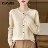 Color Buttons Soft Short Round Neck Sweater Women's Spring and Fall Knitwear