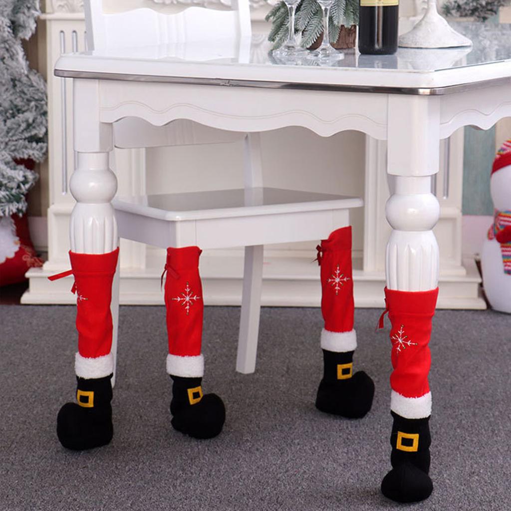 4 шт. Рождественские чехлы на ножки стула Мягкий фланелет Набор рождественских чехлов на ножки стола для дома Отеля Торгового центра