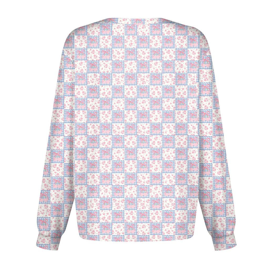 Женский повседневный однобортный кардиган с длинным рукавом и принтом в виде банта