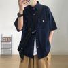 Japanese Retro Fashion Brand Summer Loose Denim Short Sleeved Shirt Artistic Youth Workwear Shirt Men'S And Women'S Layered Jacket