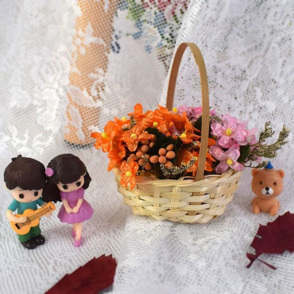 Party Supplies Braid Flower Baskets with Handle Handheld Baskets Wedding Supplies
