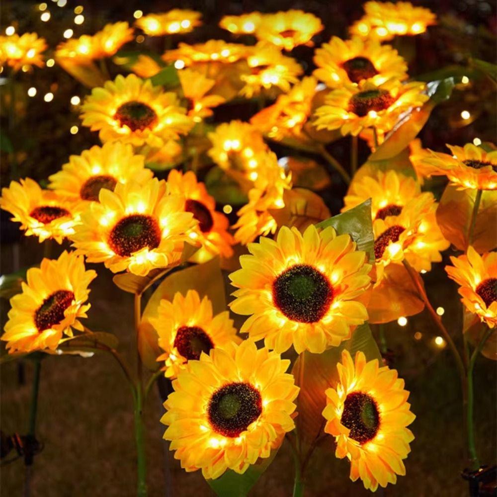 Solar Powered LED Solar Sunflower Lights Waterproof LED Light Night Lights Night Light Simulation Design Atmosphere Lamp