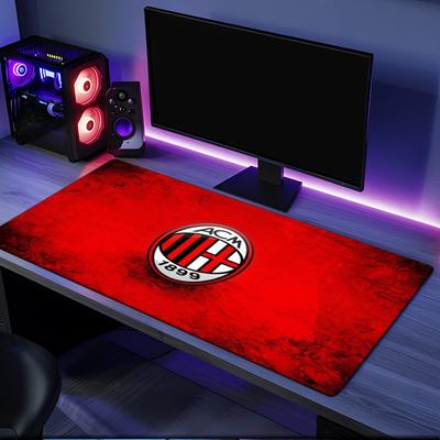 Коврик для мыши с эмблемой AC Milan, резиновая основа, коврик для игрового стола, коврик для мыши для геймеров и офисного использования, игровой стол, легко моющийся коврик