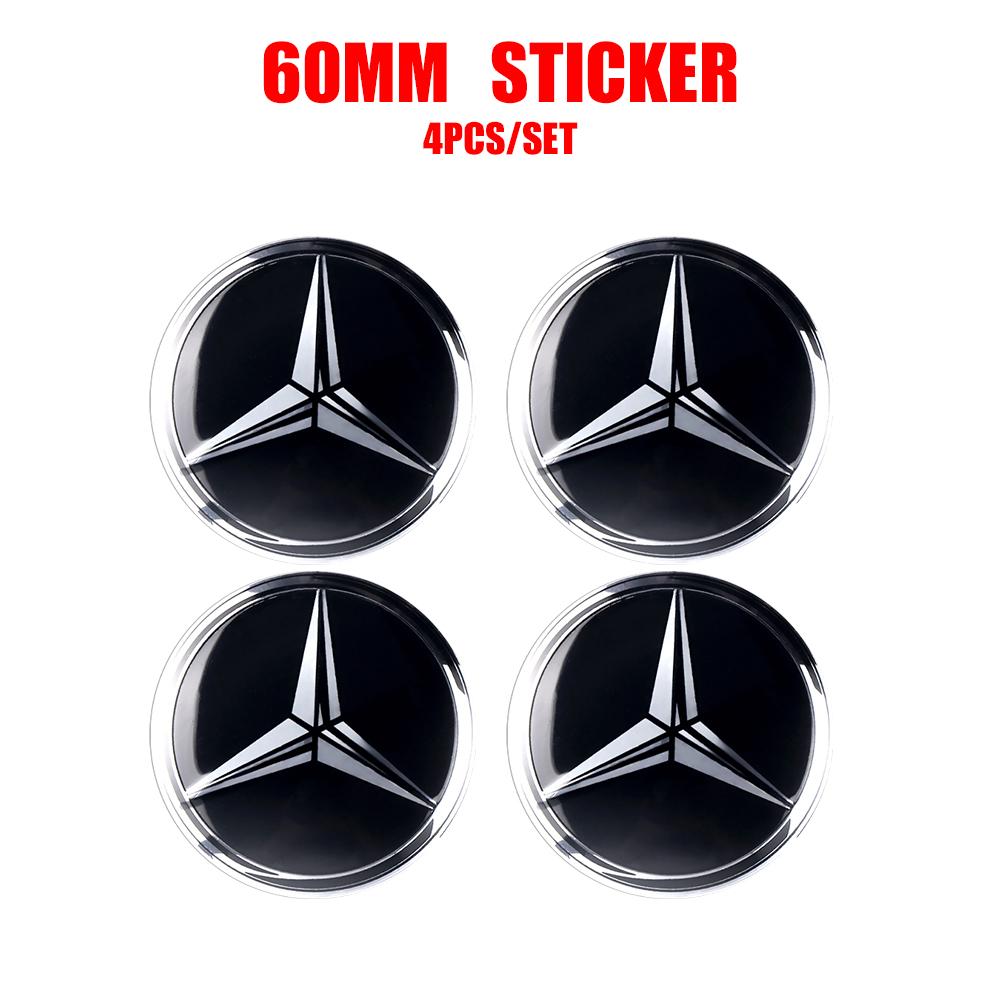 56/60/65mm Aluminum Auto Wheel Center Cap Stickers Benz Badge Tire Accessories For Mercedes Benz G S R C E B A Class E300 S200
