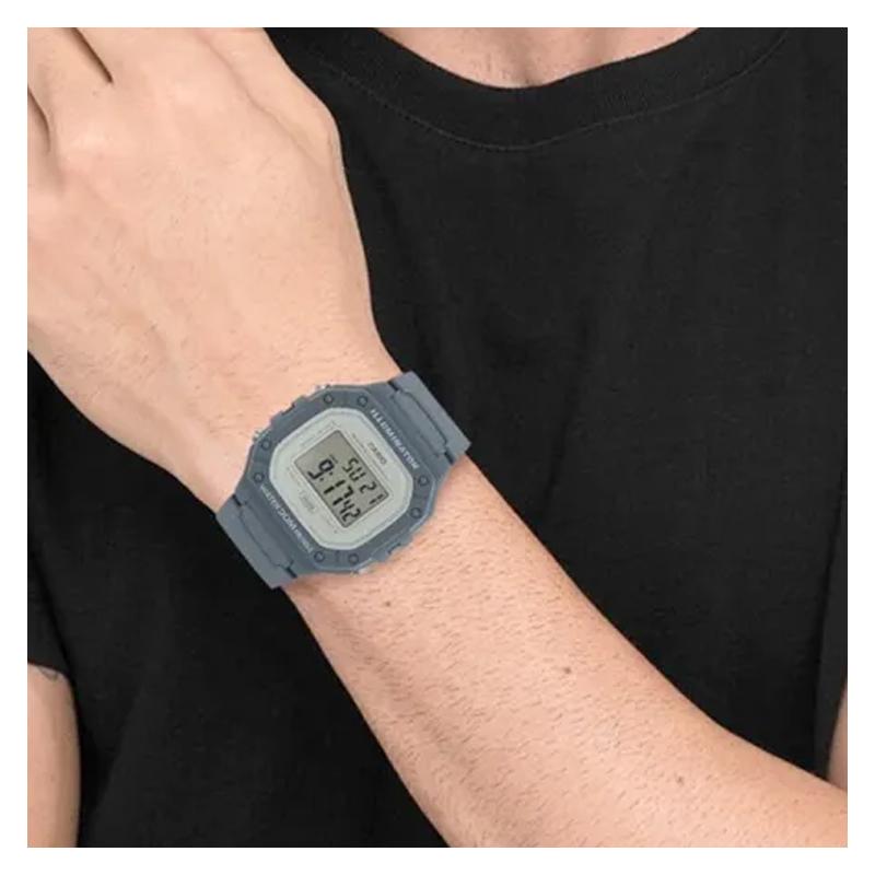 Casio Серия DIGITAL - Квадратный Модный Тренд Спортивные Кварцевые Часы Ремешок из Смолы Японские и Корейские Часы Мужские Часы Серый Циферблат W-218HC-2AV