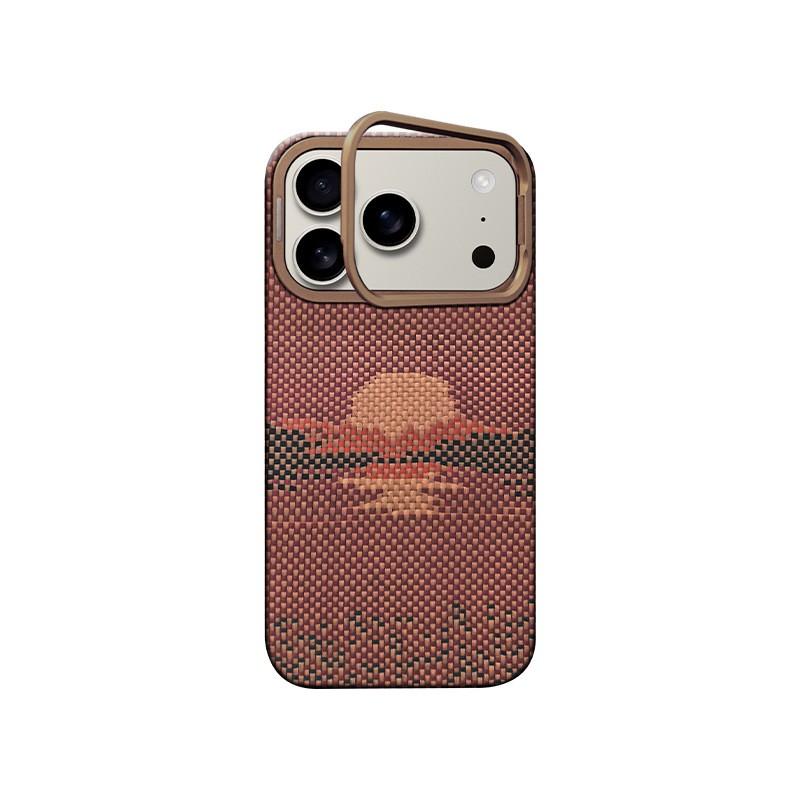 Kevlar Aramid Fiber Magnetic Phone Case IPhone 17 Pro Max Shockproof Cover With Stand