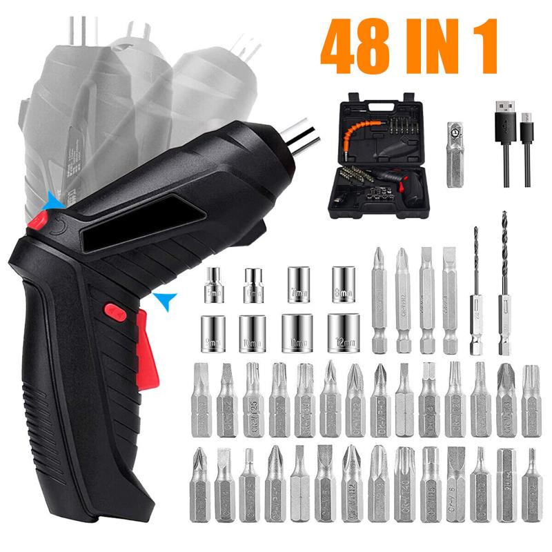 48 в 1 аккумуляторная электрическая отвертка с эргономичной ручкой, дрель, бит электроинструмента