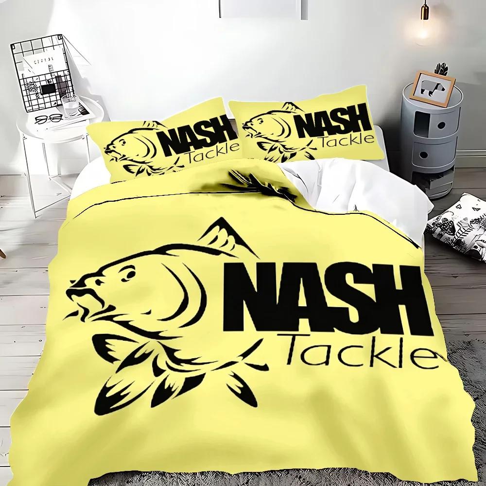 Nash Fishing Logo Duvet Cover Set Fish Pattern Bedding Set Adult Boy Girl Bedroom Decoration Children Gift Single Double Size