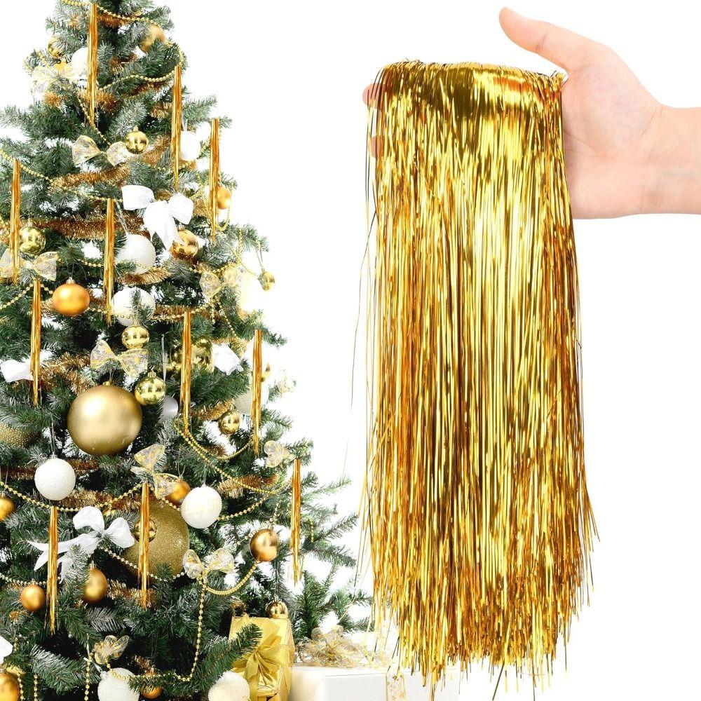 Reusable Christmas Tree Metal Wire Festivals Decor Gold Color Christmas Tree Tinsel Icicles Dazzling Silver Color
