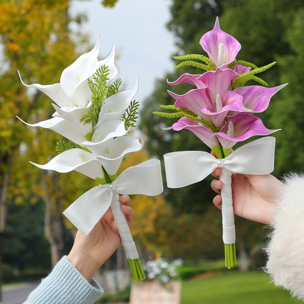 Handheld Bridal Bouquet Elegant Wedding Hold Flower Calla Flower Bouquet  Home Decor