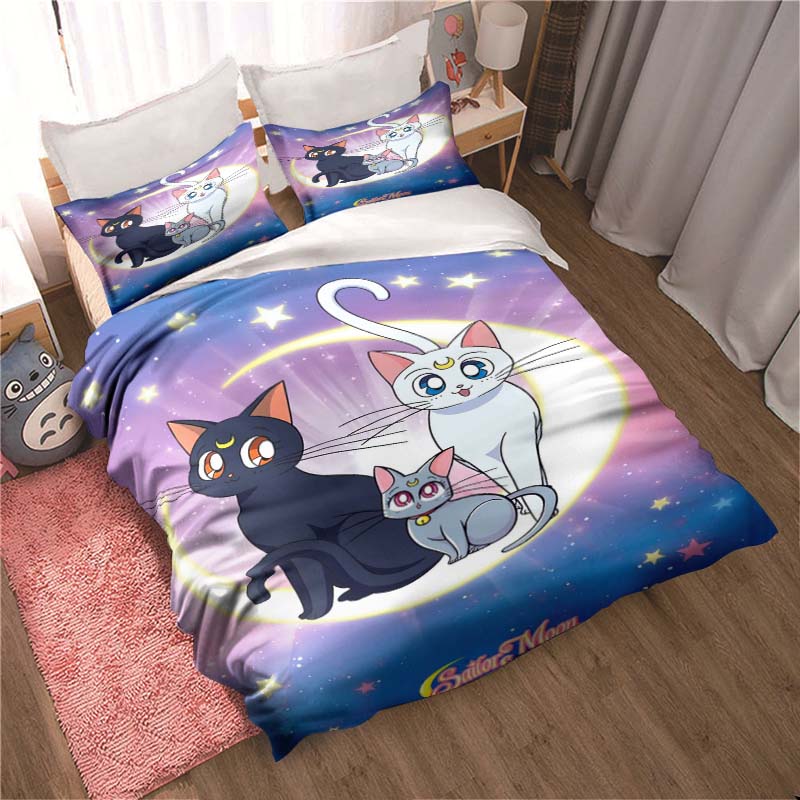 3PC Sailor Moon Anime Cartoon Three-Piece Deluxe Bedding Set, Including Large and King Sizes, Perfect As A Holiday Gift.22