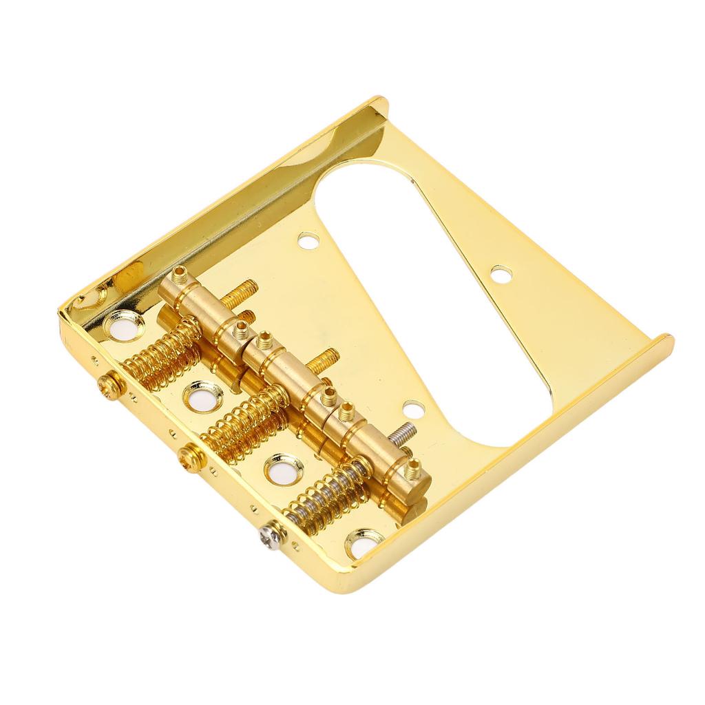 Electric Guitar Bridge Vintage Style 3 Steel Saddle Pass Through for Telecaster 54mm Gold