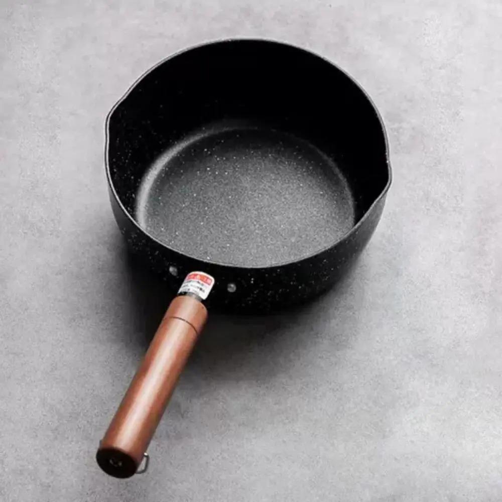 Молочник с деревянной ручкой, антипригарная кастрюля для супа, прочная сковорода, для детского питания