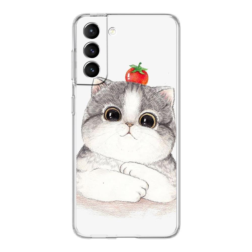 Милый котенок Мультяшный Прозрачный Силиконовый Чехол Для Телефона Samsung Galaxy S23 S22 5G S20 Ultra S21 FE 5G S10E S9 S8 S10 Plus