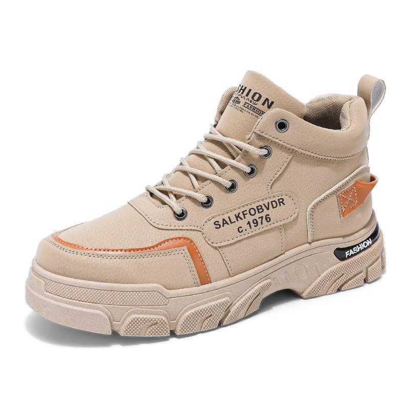 2024 осень и зима новая мужская кожаная обувь Мартин с высоким верхом, модные уличные рабочие повседневные короткие ботинки, мужские ботинки на толстой подошве