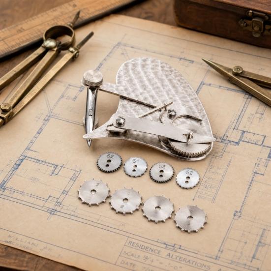 yangyizhi Vintage Dotting Pen, Mechanical Gear Train Ruling Blueprint Drafting Tool, Technical Engineering Drawing Tool for Architects Engineers