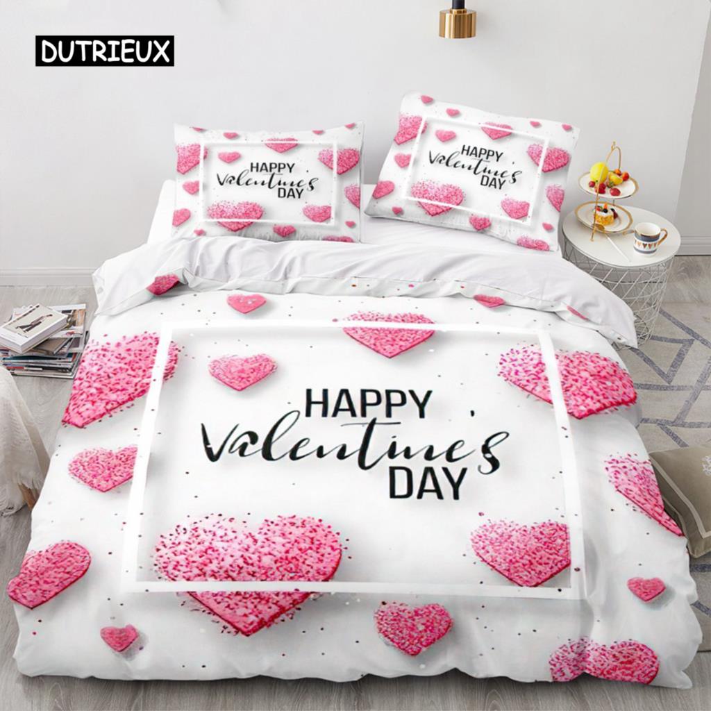 Красный пододеяльник с сердечками для любви, роскошный комплект постельного белья в романтическом стиле для пары, подарки на День святого Валентина для подруги, украшение спальни