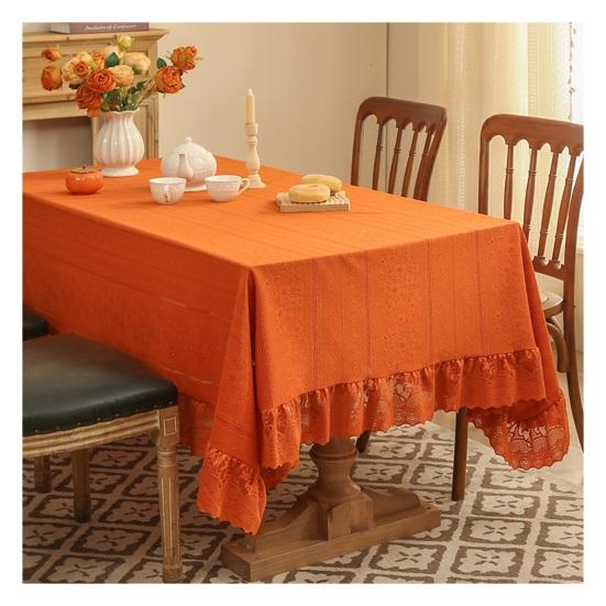 Винтажная скатерть с кружевной оборкой, стирающаяся, французская деревенская, с вышивкой, скатерть для украшения стола на день рождения, свадьбу, банкет, вечеринку, чехол на обеденный стол