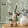 Плюшевые куклы снеговика и оленя для домашнего декора, Зеленые рождественские фигурки, Мягкая игрушка катающийся на лыжах олень, Тканевые фигурки ручной работы, Рождественские настольные украшения