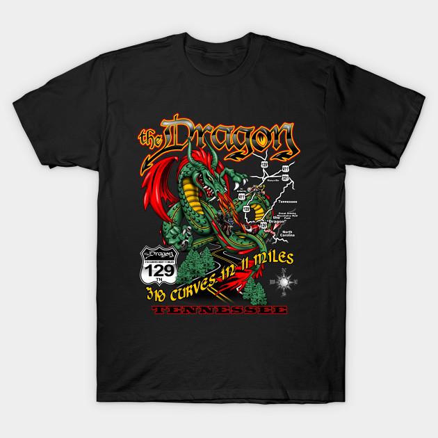 Asian Size Men Print T-shirt The Dragon North Carolina Tennessee No-Cut Heat Transfer Print Cotton Tshirt