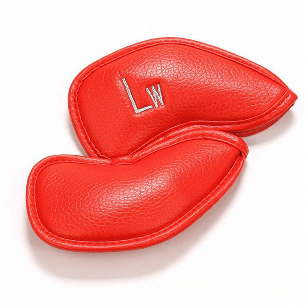 Red Golf Accessories Iron Black Litchi grain Golf Club Head Cover Protector PU leather