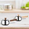 Stainless Steel Milk Pan ,Stainless Steel Saucepan Milk Noodles Pot Nonstick Pan Wooden Handle Pot for Restaurant Camping Home,
