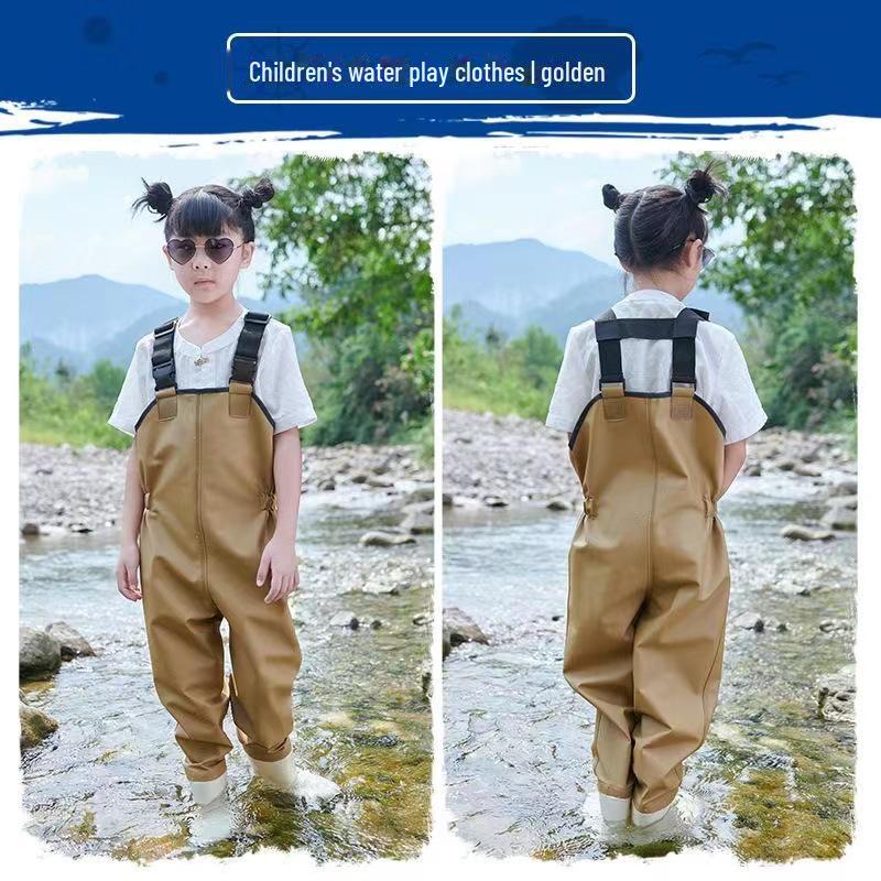 Children's Ultra-Light Waterproof Bib Wading Pants - Full Body One-Piece for Beach and Kindergarten
