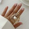 2026 Exaggerated Bilayer Big Flower Ring for Women Boho Personality Metal Punk Party Finger Ring Fashion Jewelry Accessories