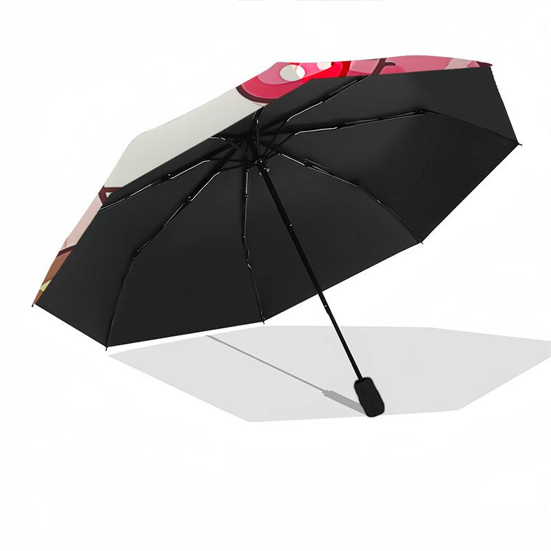 1pc Hello Kitty Donut Automatic Opening/Closing Umbrella - Portable Three-Fold Design with 8-Bone Iron Frame - Outdoor for Fans, Travelers, Everyday U
