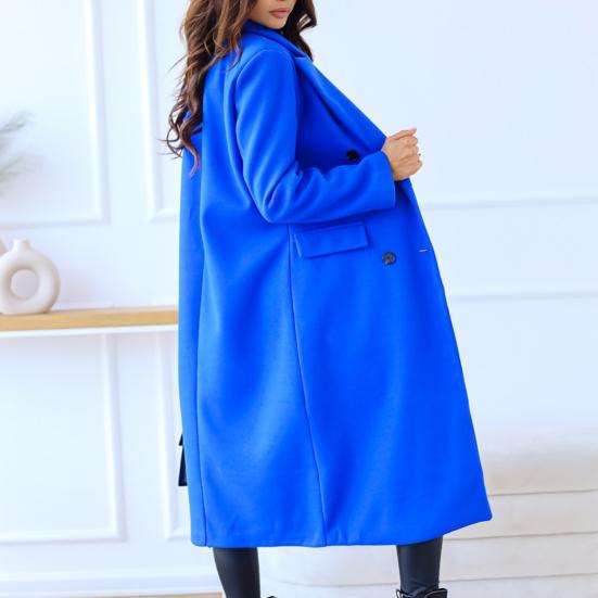 Женское пальто, двубортное, с длинными рукавами, с лацканами, однотонные пуговицы, сохраняет тепло, средней длины, против морщин, женское зимнее пальто, женская одежда