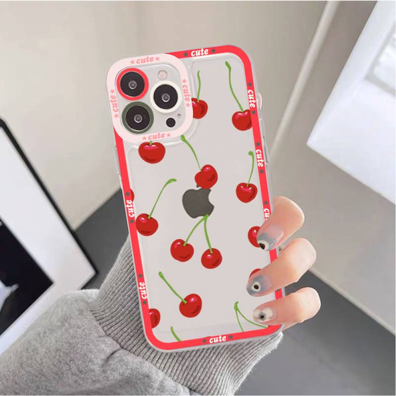 Милый Чехол-Клубника-Вишня для iPhone 11 12 13 Mini Pro Max 14 Pro Max Чехол-накладка