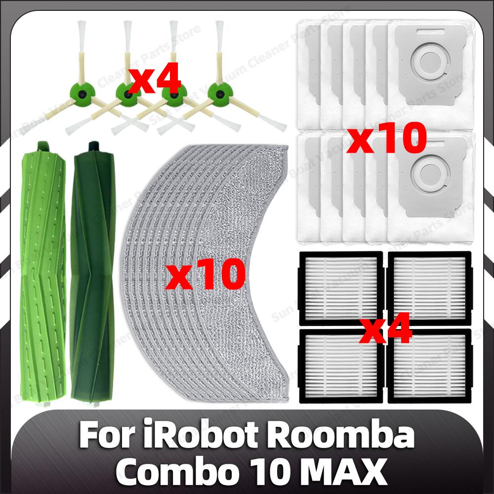 Совместимо с iRobot Roomba Combo 10 Max Основная боковая щетка Фильтр HEPA Насадки для швабры Пылесборники Запасные части Аксессуары