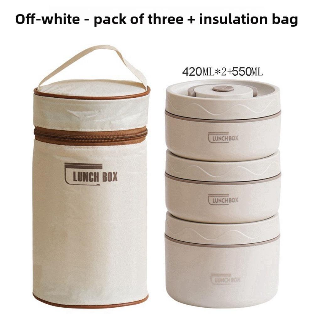 1 Набор Изолированный Ланч-бокс 3 Независимых Штабелируемых Ланч-бокса 304 Нержавеющая Сталь Пищевой Ланч-бокс Набор с Изоляционной Сумкой