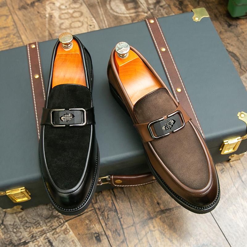 Мужские кожаные туфли без застежек Деловые туфли Повседневные туфли-лоферы Оксфорды Свадебные туфли