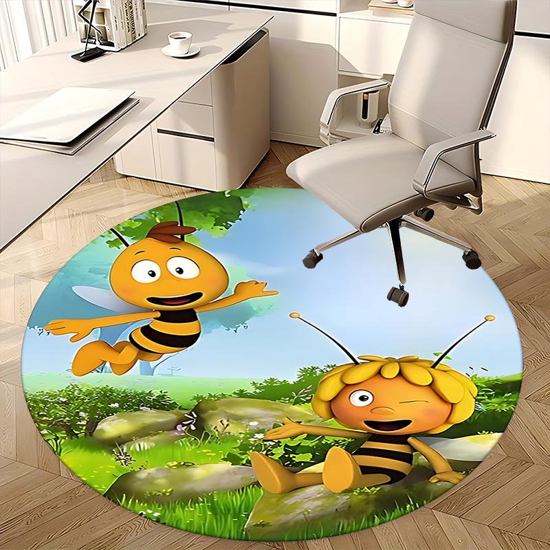 Bee themed Chair Mat Round Carpet for Home Decor, Office Use, Gift Idea Suitable for Bedrooms, Living Roomss0290b